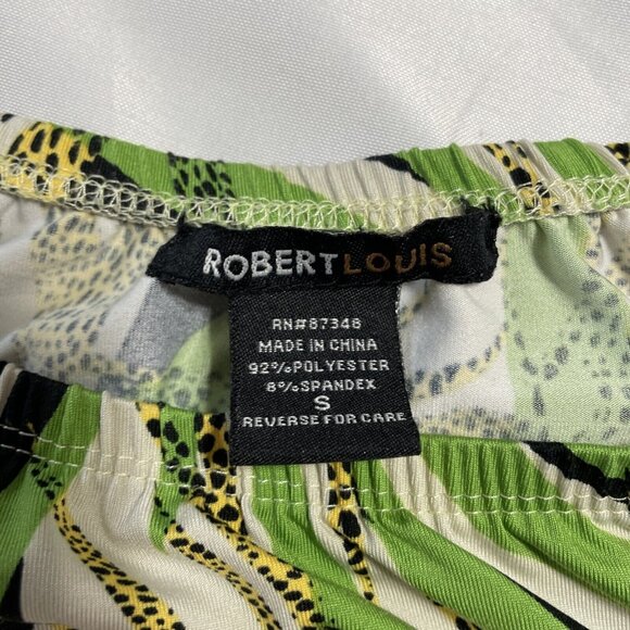 Robert Louis Women's Cold Shoulder Blouse Top Size Small Beige Tropical Print - Picture 6 of 11